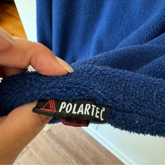 Vintage Woolrich blue fleece T snap quarter snap crop pullover size XL - Picture 6 of 8